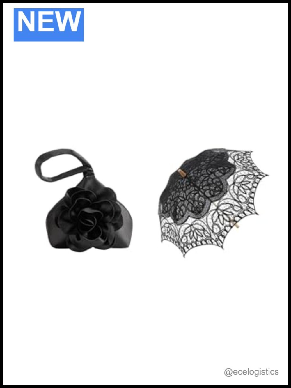 Polyester Clutch Evening Bag with Matching Lace Parasol